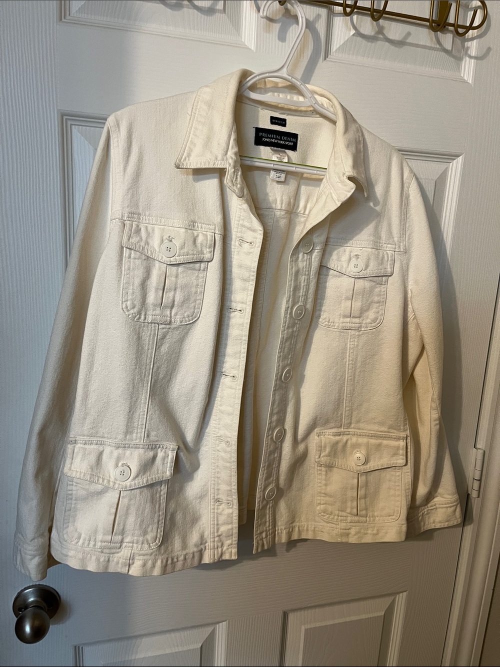 Jones New York Cream Button-Front Vintage Jean Jacket